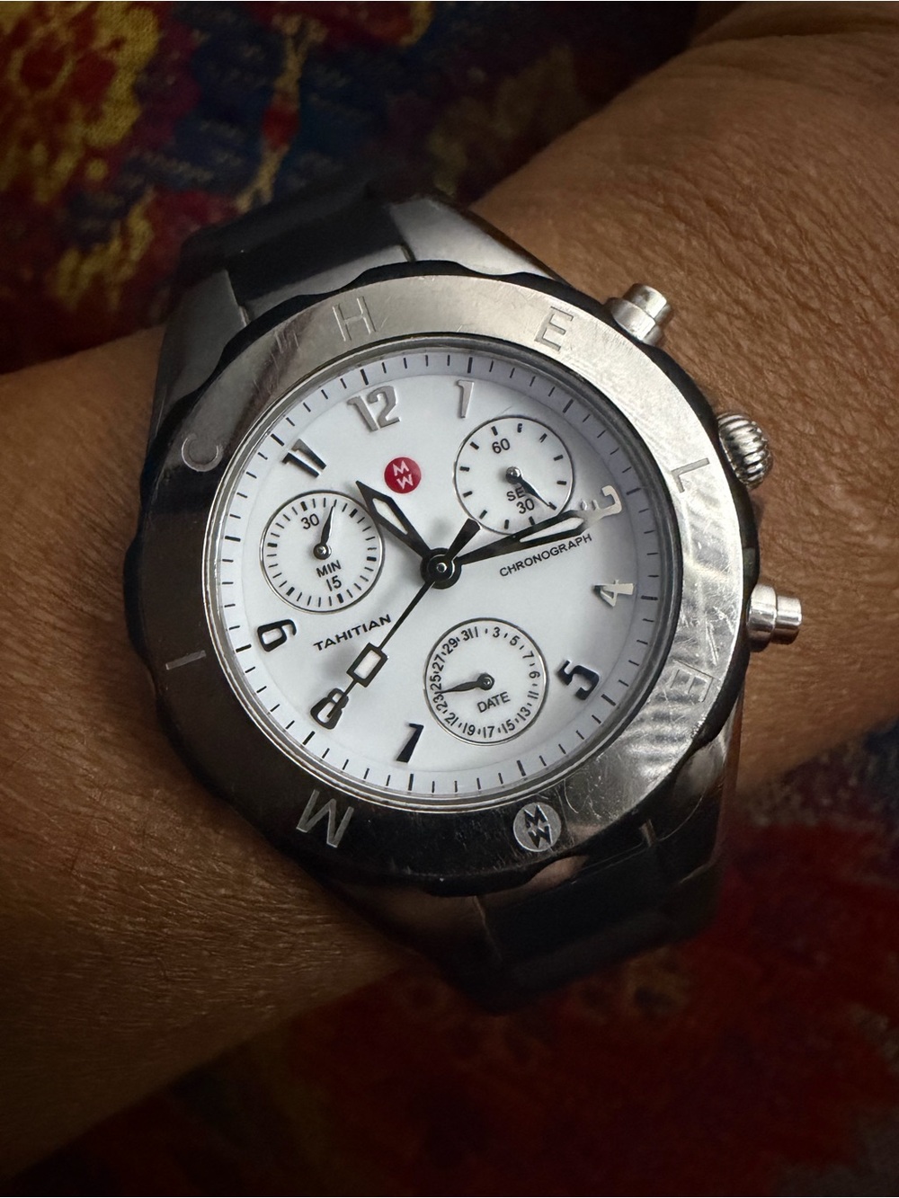 Michel Kors (?) Stainless Chronograph Watch - White Dial